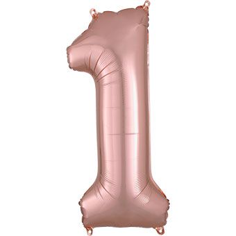 Number 1 Jumbo Balloon 34 Inch Foil Balloon Rose Gold Color [36210]