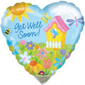 Get Well Soon Garden Scence 30 Inch Heart Shaped Foil Mylar Balloon [08419]