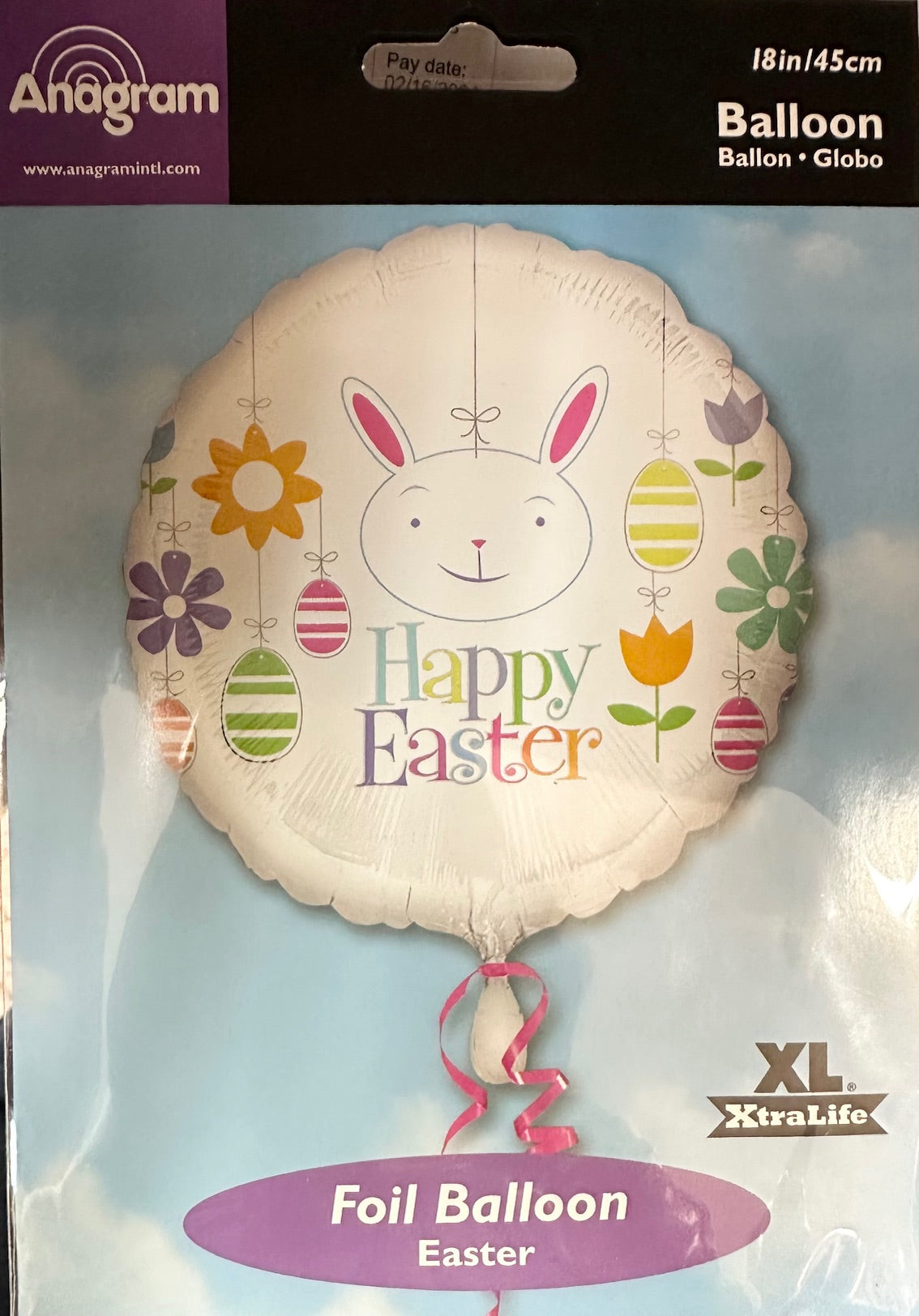 Happy Easter Bunny 18 Inch Foil Mylar Balloon [17295]