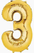 Number 3 Gold 34 Inch Foil Mylar Balloon [28248]