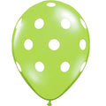 Qualatex Lime Green with White Big Polka Dots 11 inch Latex Balloons 50 Count [37228]