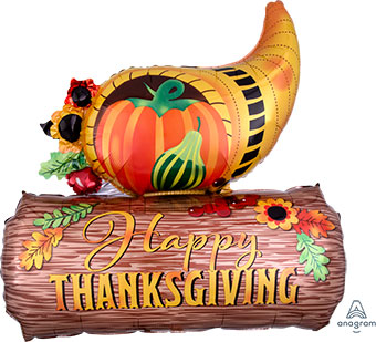 Large Shape Happy Thanksgiving Cornucopia 28 Inch Balloon - 1 Pack NOT INFLATED [39974]
