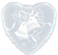 Qualatex Wedding Bells 18 Inch Heart Shaped Foil Mylar Balloon [35713]