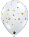 Contemporary Gold Stars on Clear Latex 11 Inch Latex Balloons 50 count [88283]