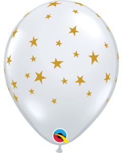 Contemporary Gold Stars on Clear Latex 11 Inch Latex Balloons 50 count [88283]