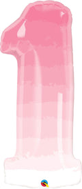 Number One Pink Ombre 38 Inch Shape Foil Mylar Balloon [13260] (D)