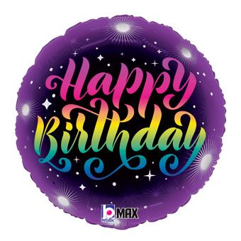Neon Happy Birthday 18 Inch Foil Mylar Balloon [26368]