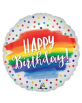 Happy Birthday Satin Dots 18 Inch Foil Mylar Balloon [45934]