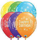 Birthday Candles & Starbursts 11 Inch Assorted Color Latex Balloons 50 Count [49685]