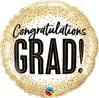 Congratulations Grad Gold Glitter Dots 18 Inch Foil Mylar Balloon [82287]
