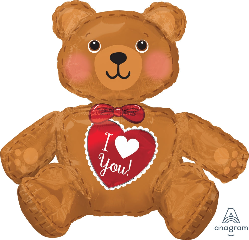 I LOVE YOU Sitting Bear 25 Inch Foil Mylar Multi-Balloon [36920A]