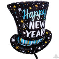 Happy New Year Satin Top Hat 24 Inch Foil Mylar Balloon [40113]