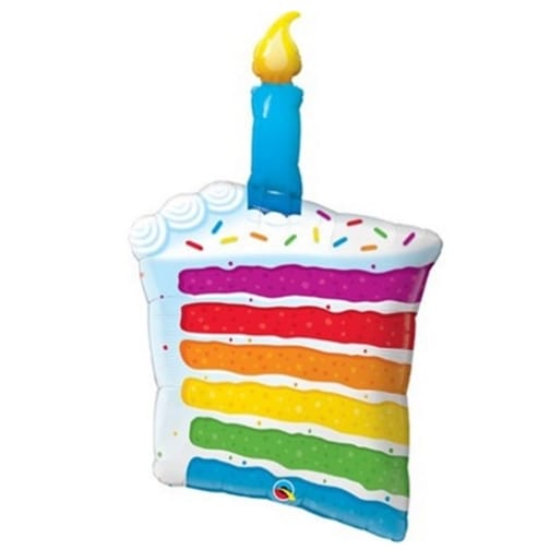 Qualatex Rainbow Cake Candle 42 Inch Foil Mylar Balloon [49379]