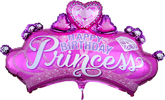 Princess Crown & Gem 32 Inch Foil Mylar Balloon [34571]