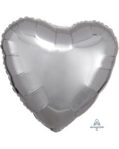 Silver 18 Inch Heart Shaped Foil Mylar Balloon [10576]