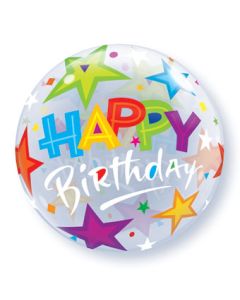 Happy Birthday Brilliant Stars 22 Inch Bubble Balloon [23595]