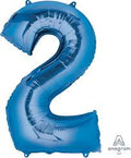 Number 2 - Blue Helium Foil Balloon - 33 inch [28276]