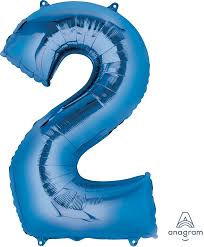 Number 2 - Blue Helium Foil Balloon - 33 inch [28276]