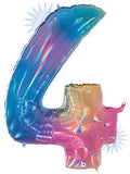 Megaloon Number 4 Opal Rainbow 34 Inch  Foil Mylar Balloon [15844RW]