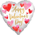 Happy Valentine's Day Satin Watercolor 18 Inch Heart Shaped Foil Mylar Balloon [43661]