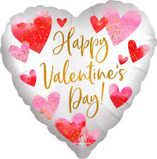 Happy Valentine's Day Satin Watercolor 18 Inch Heart Shaped Foil Mylar Balloon [43661]