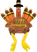 Happy Thanksgiving Sitting Turkey 26 Inch Air Filled Mylar Balloon [34036]