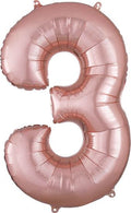 Number 3 Jumbo Balloon 34 Inch Foil Balloon Rose Gold Color [36214]