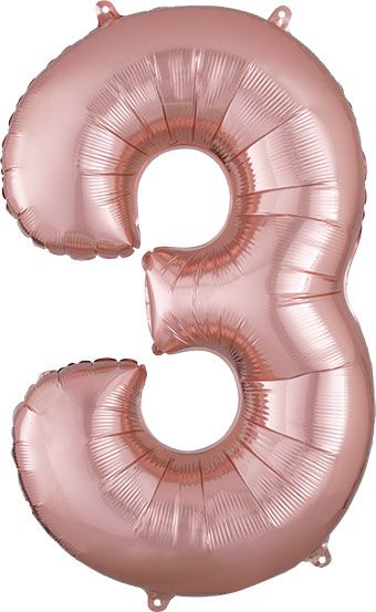 Number 3 Jumbo Balloon 34 Inch Foil Balloon Rose Gold Color [36214]