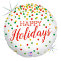 Glitter Happy Holidays Confetti Holographic 18 Inch Foil Mylar Balloon [36615]