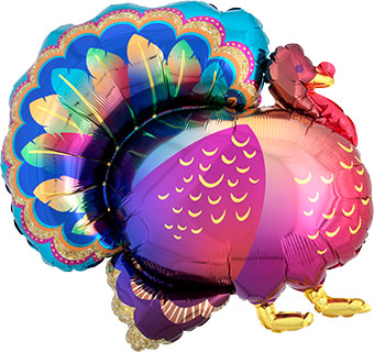 Fancy Glitter Turkey 32 Inch Mylar Balloon [43175]