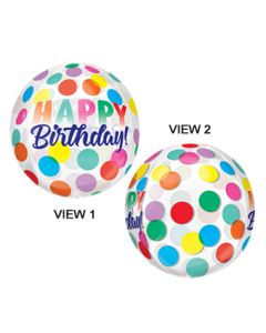 ORBZ Happy Birthday Big Dots 15 Inch Clear Foil Balloon [37838]