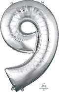 Number 9 Silver 34 Inch Foil Mylar Balloon [27989]