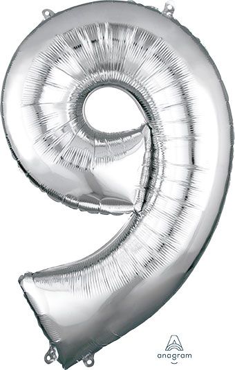 Number 9 Silver 34 Inch Foil Mylar Balloon [27989]