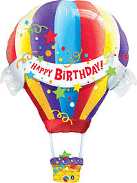 Qualatex Birthday Hot Air Balloon 42 Inch Foil Mylar Balloon [16091]