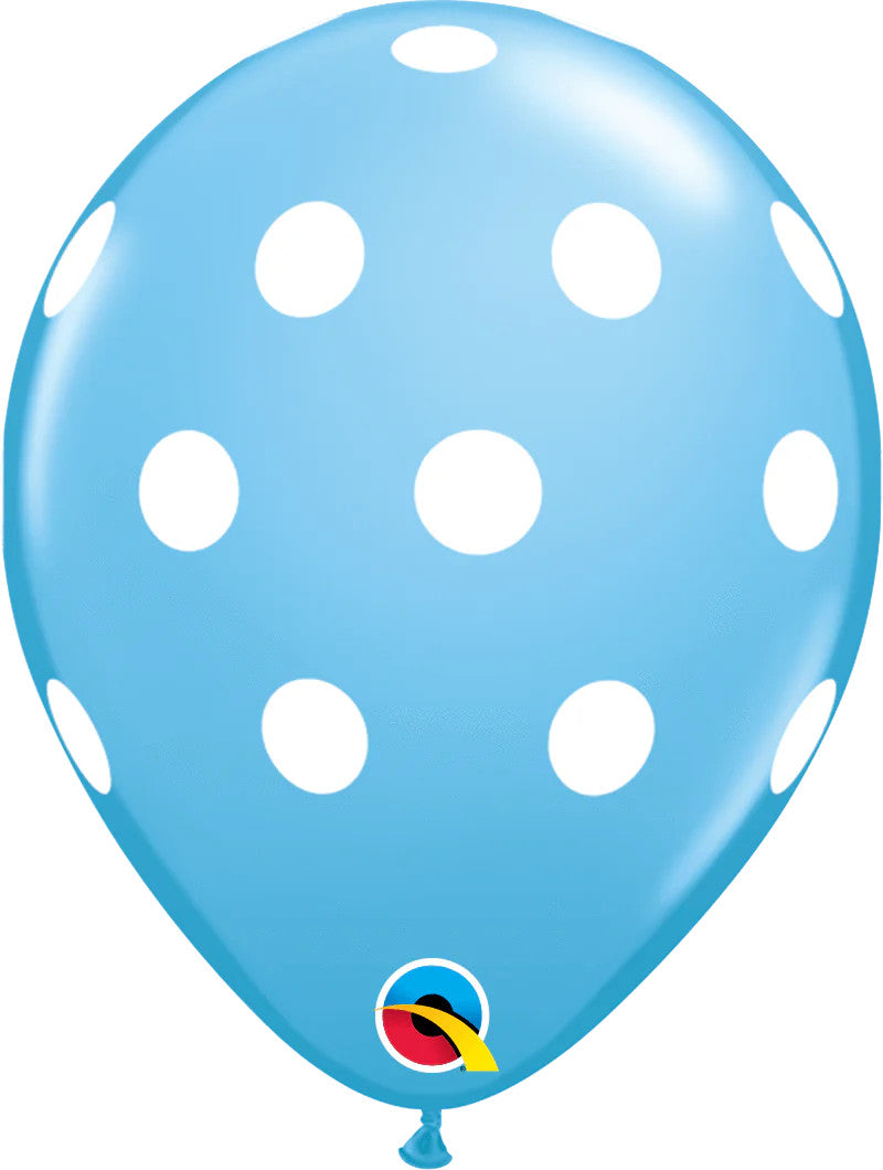 Qualatex Light Blue with White Polka Dots 11 Inch Latex Balloons 12 Pack [77146PB-12]