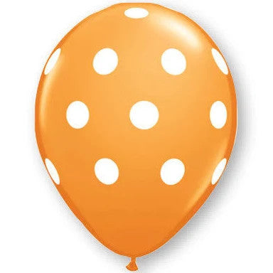 Qualatex Orange with White Polka Dots 11 Inch Latex Balloons 12 Pack [77146OR-12]