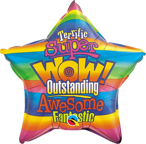Wow Stripes 20 Inch Star Shaped Foil Mylar Balloon [72886]