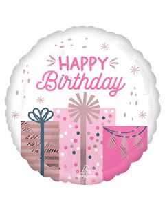 Happy Birthday Pastel Gift Box 18 Inch Foil Mylar Balloon [45711]