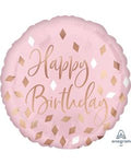 Happy Birthday Blush 17 Inch Foil Mylar Balloon [42116]