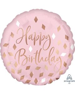 Happy Birthday Blush 17 Inch Foil Mylar Balloon [42116]