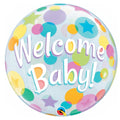 Qualatex Welcome  Baby Dots 22 Inch Bubble Balloon [25860]