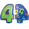Number 4 Confetti Dots 2-sided Junior Shape 20 Inch Foil Mylar Balloon [12671]