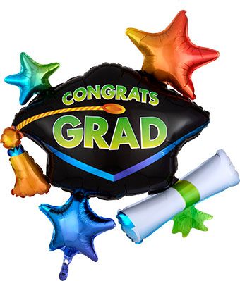 Anagram Congrats Grad Cap Cluster 31 Inch Foil Mylar Balloon [7656]