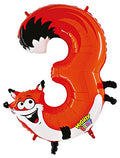 Betallic 40-inch Giant Number 3 Zooloon Fox Air Foil Balloon [14943]