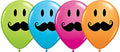 SMILE FACE MUSTACHE 11 Inch Assorted Color Latex Balloons 50 Count [60044]