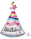 Happy Birthday Sparkle Party Hat Banner 36 Inch Foil Mylar Balloon [39956]