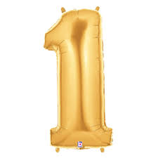 Metallic Gold Number 1 Jumbo 40 Inch Foil Mylar Balloon [00841]