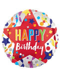 Happy Birthday Red Satin Star 18 Inch Foil Mylar Balloon [45948]