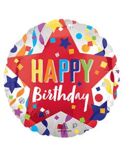 Happy Birthday Red Satin Star 18 Inch Foil Mylar Balloon [45948]